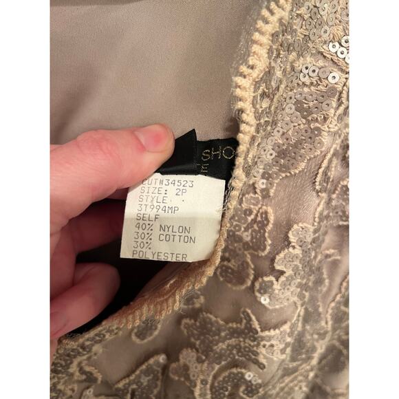 Tadashi Shoji Embroidered Sequin Dress, Size 2P - Picture 6 of 9